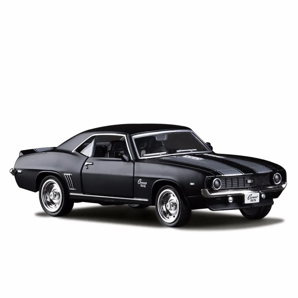 Makeda1: 36 Chevrolet USA 1969 Camaro SS Vintage Matte Black Diecast Metal Model Model pre kolekciu Darček pre deti