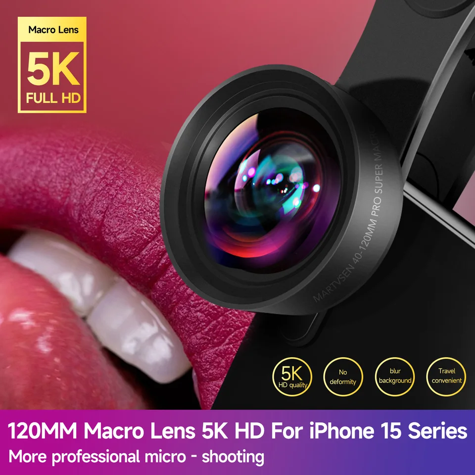 Makro objektív Martvsen 120 mm, profesionálny 5k HD 10x super makro s univerzálnym telefónnym klipovým fotoaparátom Fotografie pre smartfón