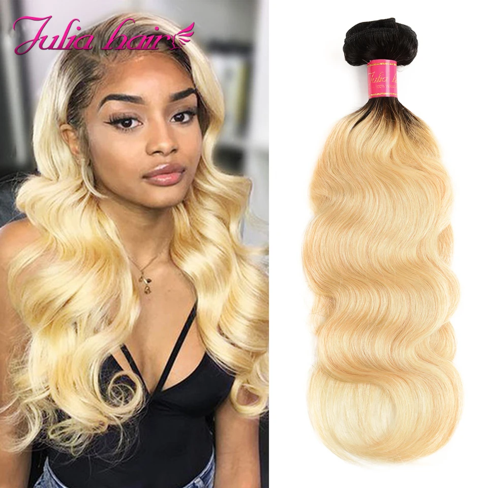 Malajzijský T1b/613 ľudské vlasové zväzky Body vlna tela Dvojité vlasy Vlasy Julia 1/3/4 Bundles obchody Honey Blonde Hair predlžovanie vlasov
