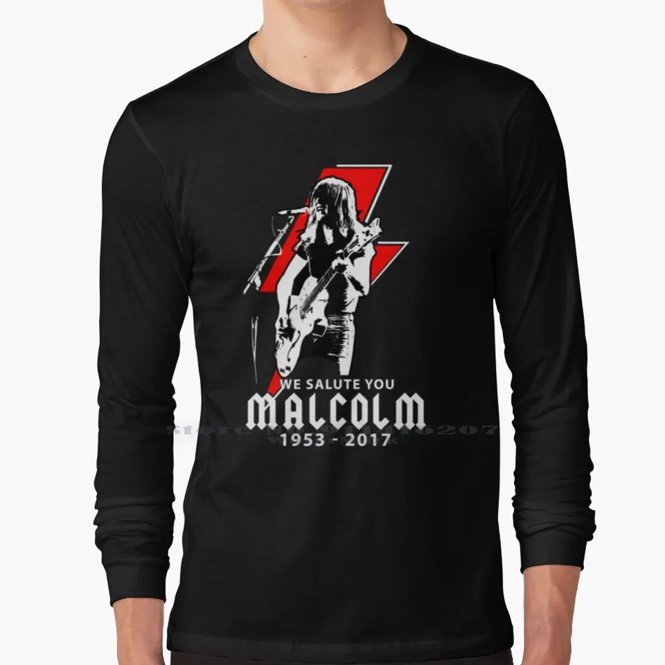 Malcolm Young Malcolm Young-We Salute You 100% bavlnená s dlhým rukávom tričko Angus Young o Eddie Angus Young o Malcolme