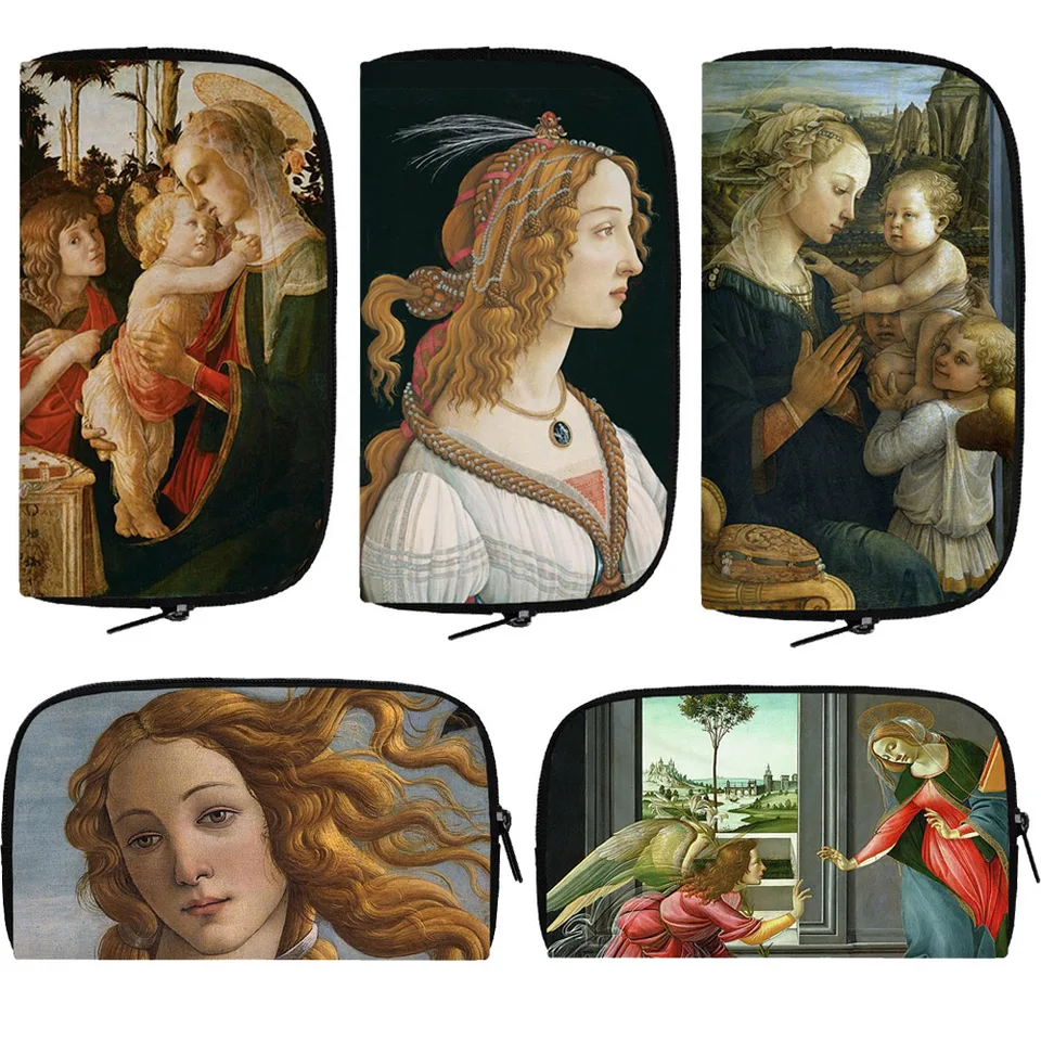 Maliar Botticelli olejomaľba peňaženka Narodenie Venuše Portrét Ženy retro umenia módna peniaze kreditná karta držiteľ