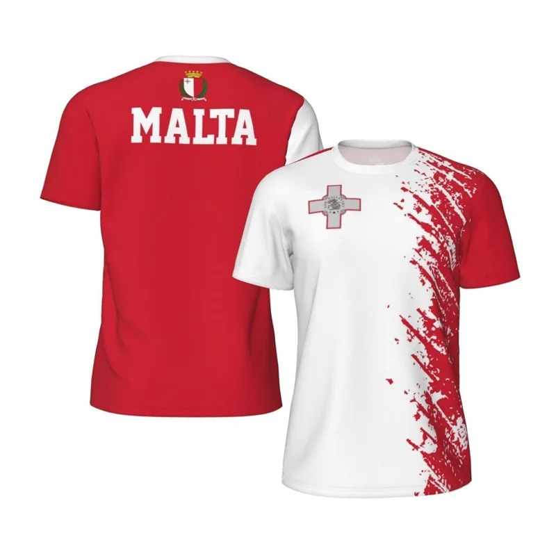 Malta futbalové pánske tričko Fashion 3D tlačené fitnes krátke rukávy Summer športové futbalové tričko Tops Tops Tops Tree Trišty