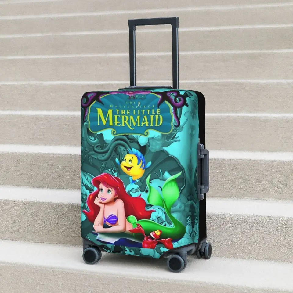 Malá morská panna kreslený kufrík na krytie dovolenky Cruise Trip Fun batožinové dodávky ochrana