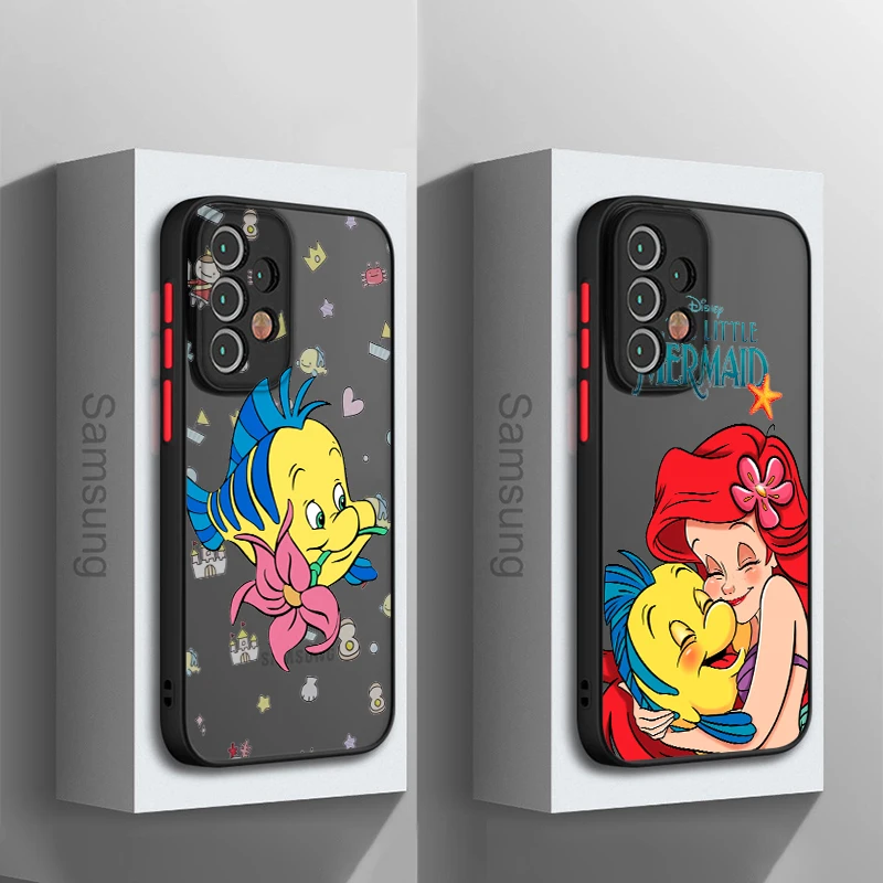Malá morská panna pre Samsung Galaxy A15 A05 A54 A34 A24 A73 A53 A23 A52 A71 A51 A51 Obálka priesvitného priesvitného prieskumu tvrdého telefónu