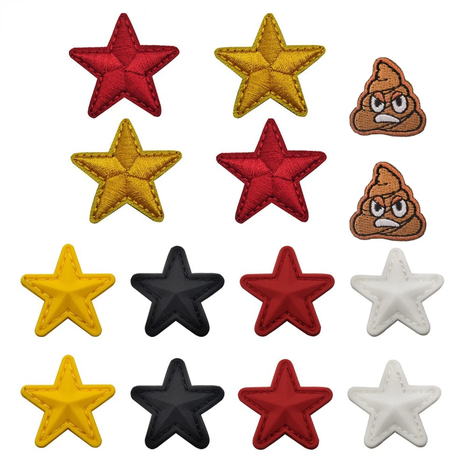 Malá päťbodová hviezda vyšívaná látková záplata farebná hviezda dekorácia PVC Soft Glue Glue Magic Patch Pep