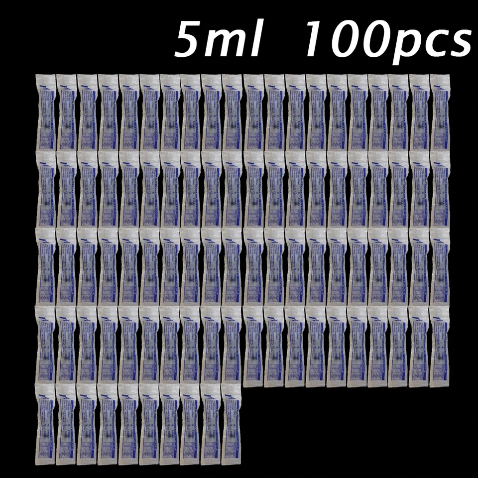 Malá striekačka 5 ml 100 pcs Žiadne injektory ihiel injektory atramentovej rúrky Hydroponika analyzujte plastové meracie domáce zvieratá injekčné striekačky