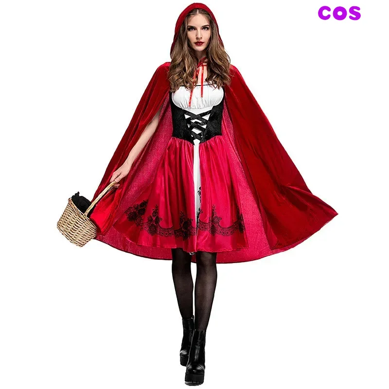 Malá červená jazdecká kapucňa moderná verzia pódia Performance Clothing Shawl, osobnosť dospelých dievčat Cosplay Game Uniforma a
