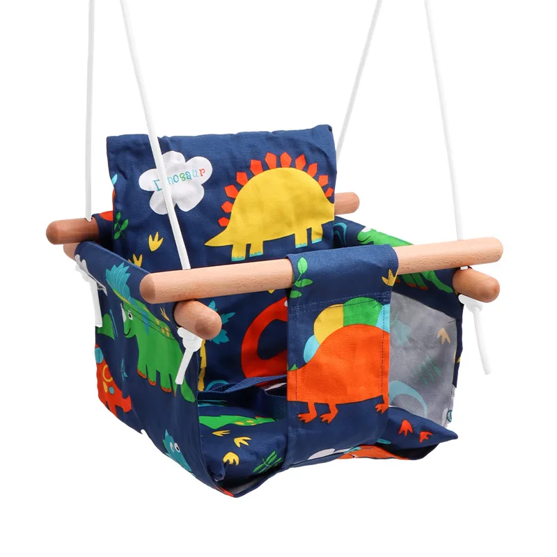 Malé bukové drevo domáce záhradné handrička Dieťa Swing Bast Basket Deti Swing Terasa Swings