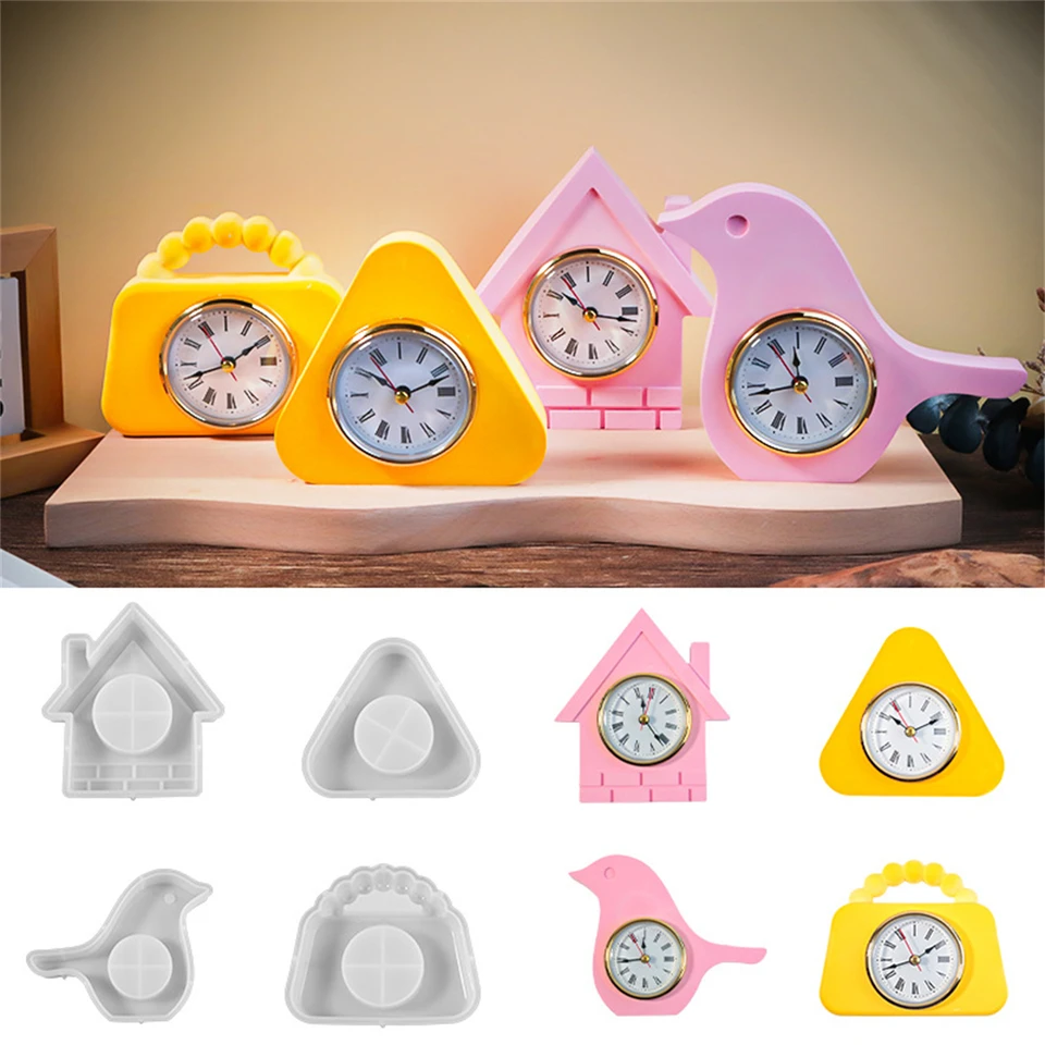 Malé hodiny silikónové formy stola rímske číslice hodiny nalievanie epoxidová živici pleseň DIY Bird House BAG ORNATION CEMENT