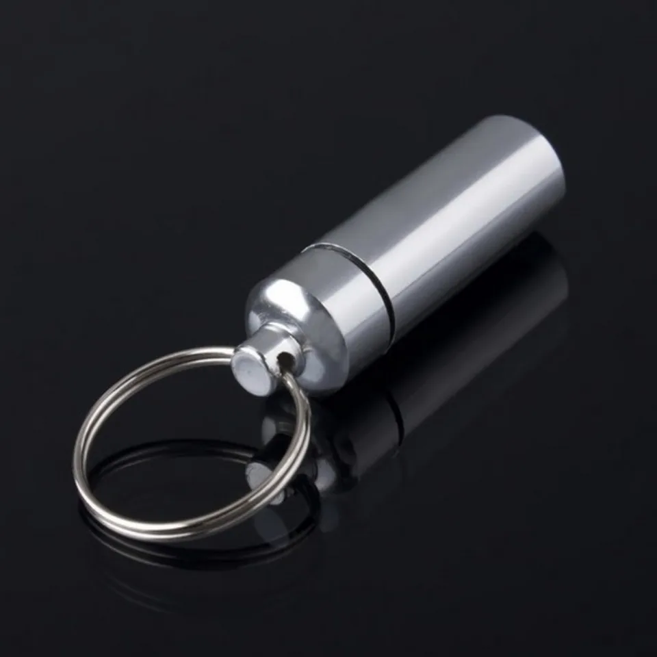 Malé kľúčové kľúče vodotesné peniaze na nádobu s bezpečnostnou fľašou Pill Box držiteľ Keychain puzdro