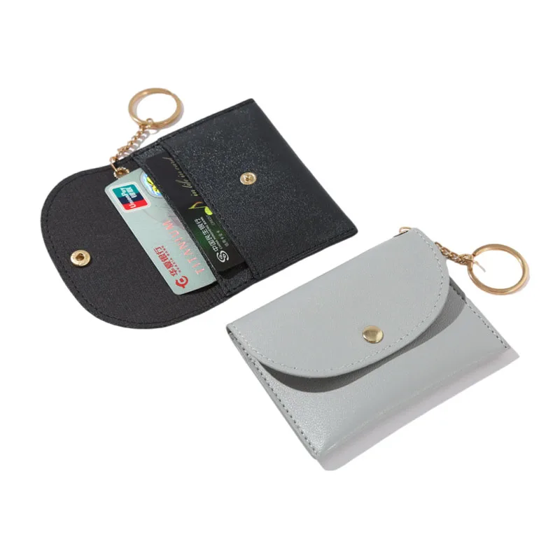 Malé mince držiteľ kreditnej karty Peňaženka Pu Leather Cute Hasp Card Money Bag Coin Storage ID B Puzdro o obchodnej karte s Keyringom