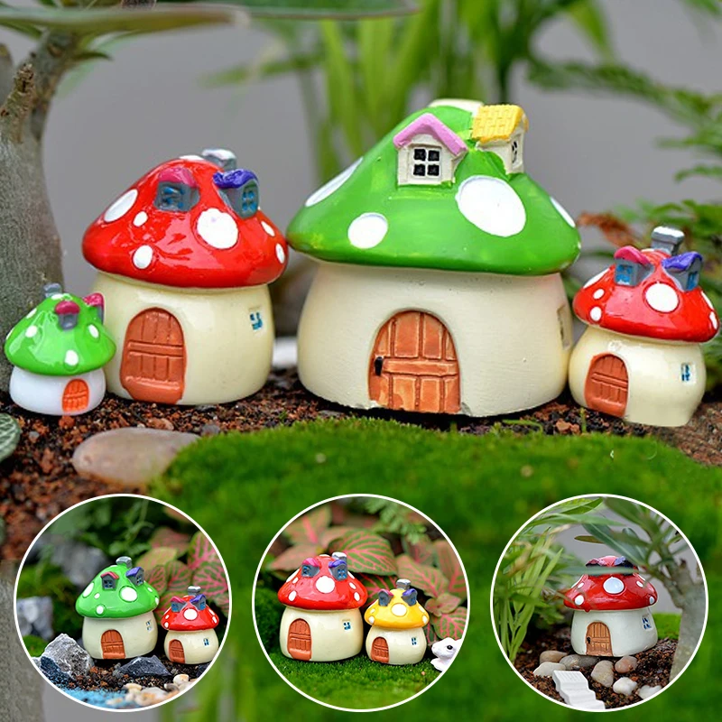 Malé mini umelé živicové huby dom Fairy Garden Craft Miniature Moss Micro Gnome Terrárium Stredomorstvo Domáca dekorácia