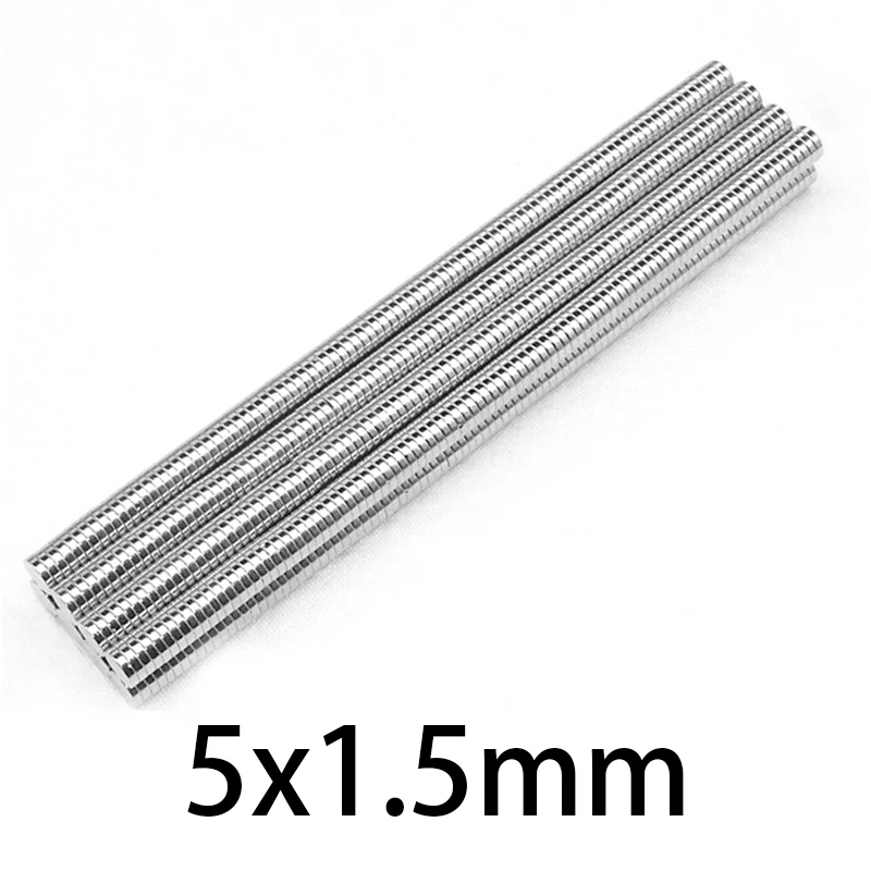Malé okrúhle chladničky Magnety N35 5x1,5 mm Neodymia Magnetický kruhový kruhový kruhový micro magnet permanentný NDFEB 5*1,5 mm