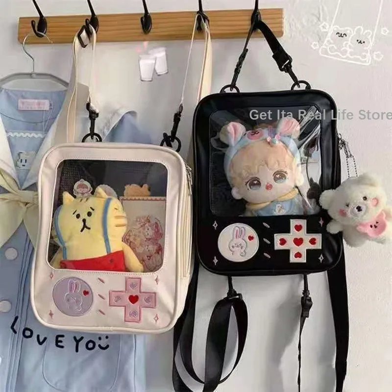 Malé roztomilé číry kawaii ita taška batohový pin displej priehľadné dámske tašky na rameno dievča japonský lolita batoh 20cm bábika H225