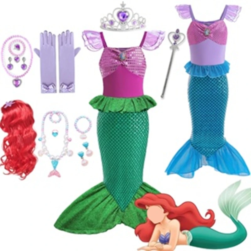 Malú morská panna Ariel princezná kostým pre dieťa dievča Cosplay karnevalová narodeninová oslava šaty Halloween oblečenie morská panna Vestido