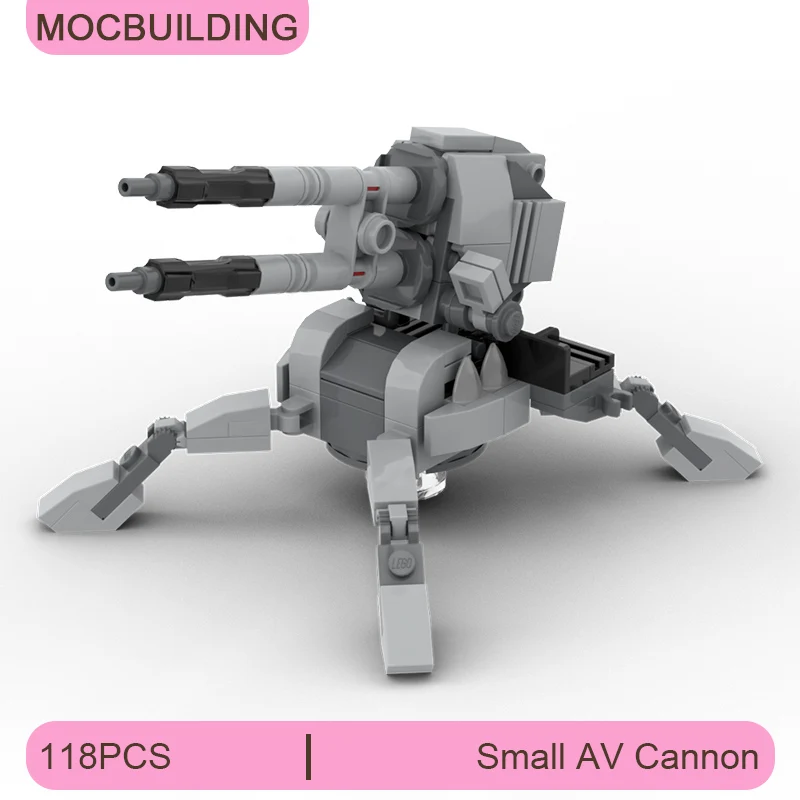 Malý AV Cannon Model MOC Building Blocks DIY Zostavujú tehly vesmír UCS vykazovať kreatívne vzdelávacie vianočné hračky dary 118ks