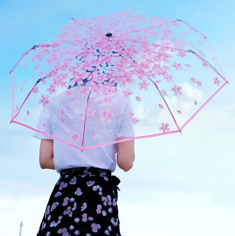 Malý Daisy Automatický dáždnik Trsparentné trojnásobné dáždniky pre japonské žien študentky Paraguas Mujer Sombrillas
