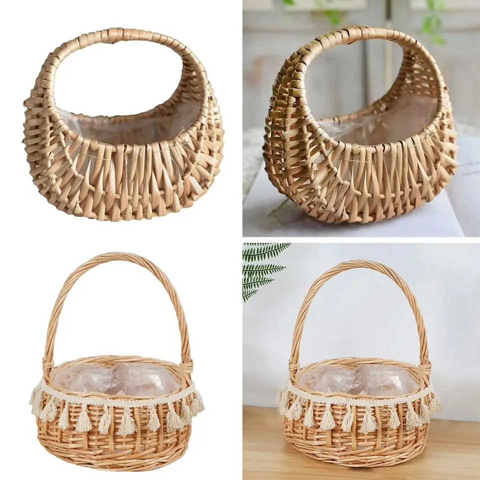 Malý kvetinový kôš Kvetinový kôš Kôš Willow Rattan Tkaný kôš prútený skladovací úložný priestor s kvetmi