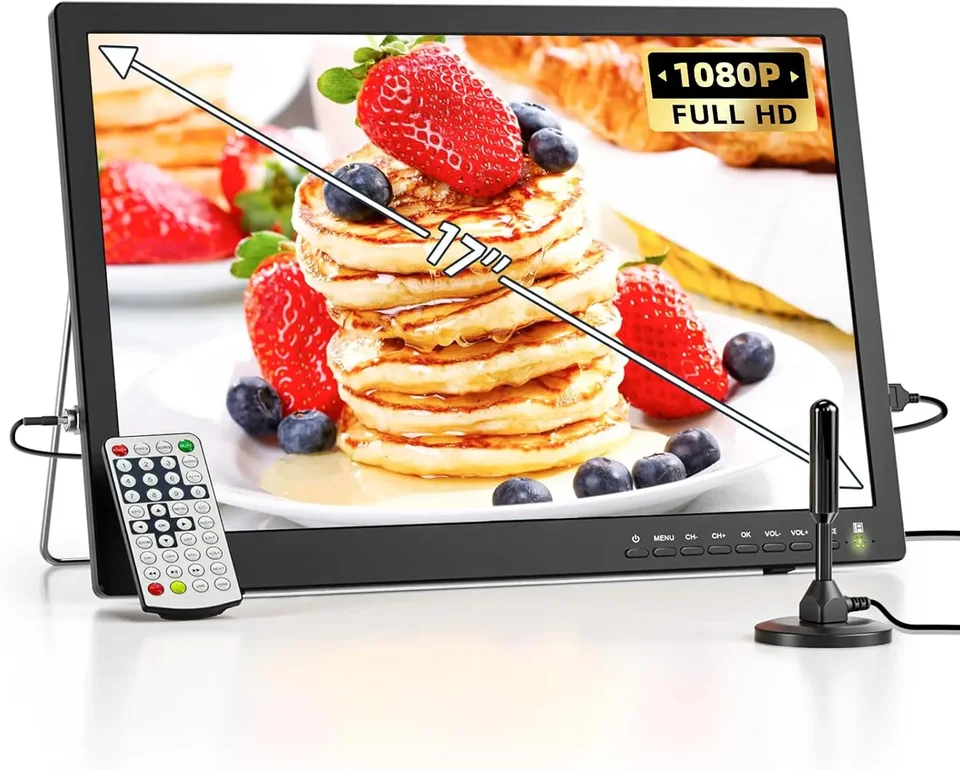 Malý televízor s vstupom 1080p HDMI, prenosná televízia Desobry s anténou ATSC Tuner, nabíjateľná batéria ovládaná prenosný monitor TV B.