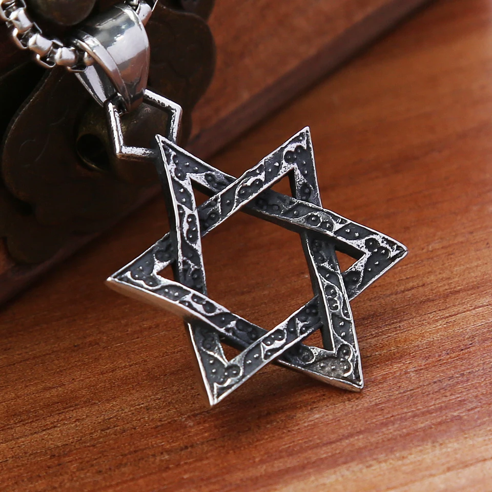 Malý vintage hexagram náhrdelník pre mužov módna z nehrdzavejúcej ocele prívesok hviezda Davida Amulet Jewelry Darček