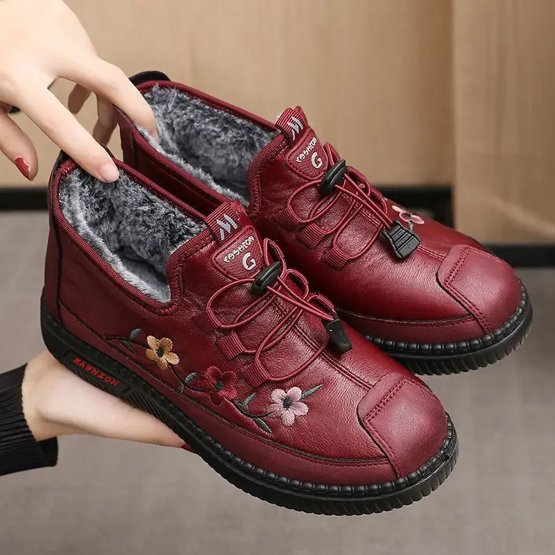 Mama kožušina Moccasins Dámske športové tenisky pre staršie ženské mäkké teplé pohodlné laafery Veľkosť 41 Zapatos Mujer Chaussures