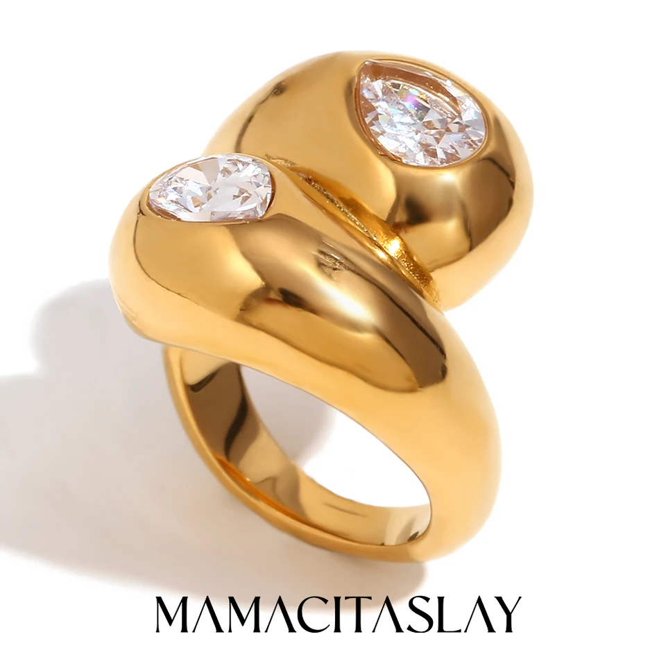 Mamacitaslay Classic Double Long Water Droplets Ssparkling Clear zirkon Svadobná nehrdzavejúca oceľ šperky Ženy