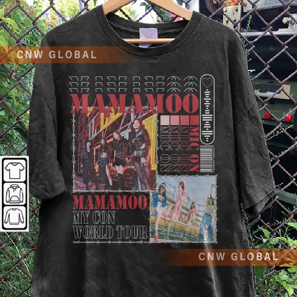Mamamoo Kpop tričko mikrofón na albume Mikina My Con World Tour Graphic Tee Music Unisex Gifts Fan Hoodie KPOP1908KD (2)