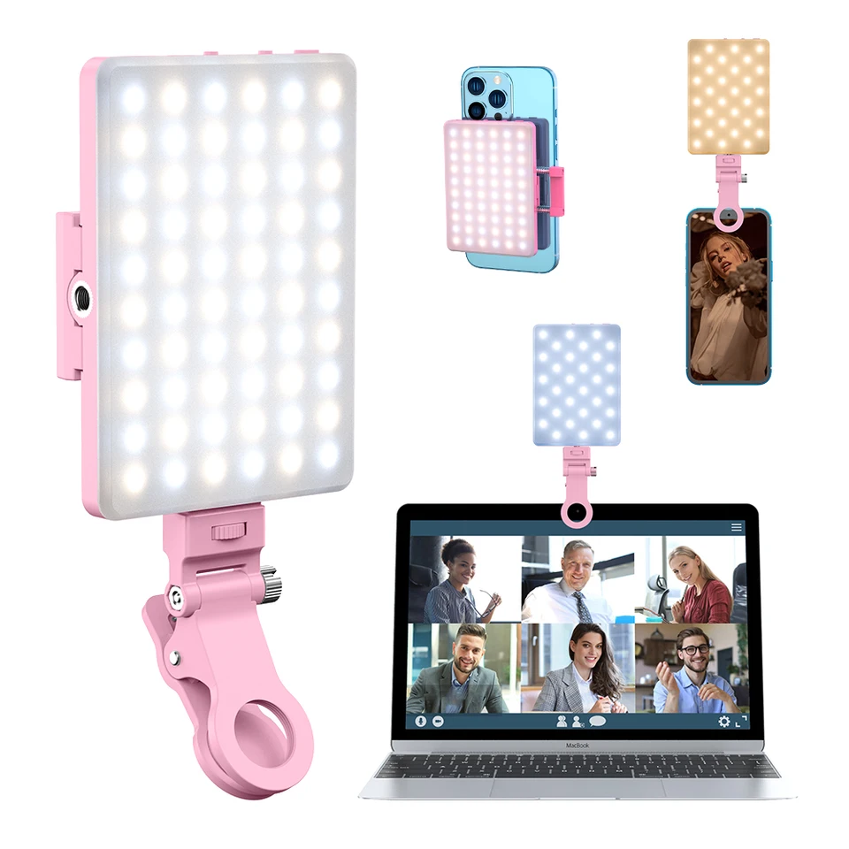 Mamen Bi-Color Phone Selfie Light Video Lamp s klipom pre prenosný počítač 2000 mah nabíjateľný pre video konferenciu Vlog Light