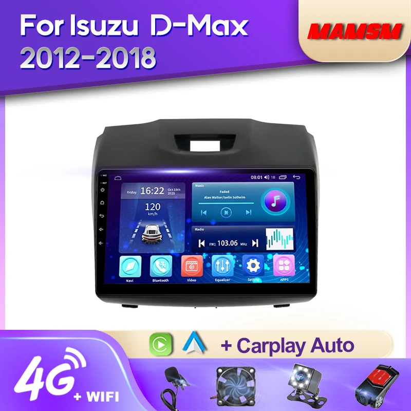 MAMSM Android 12 Cardio Radio pre Isuzu Dmax D-Max 2012-2018 Video Multimedia Bluetooth Player Navigation GPS 4G CarPlay Autoradio