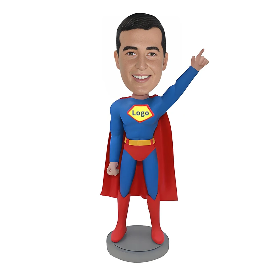 Man Super Bobblehead Prispôsobený hrdina postavy, vlastné narodeninové darčeky veteráni Deň otcov Deň dekorácie Ručne vyrábané bábiky so sochou
