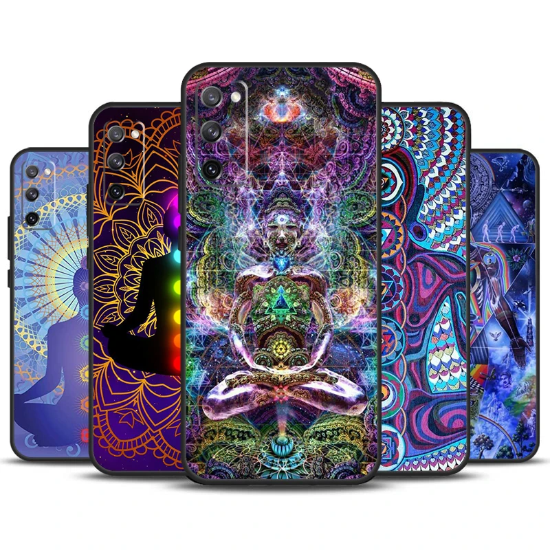 Mandala Chakra trvá na joga prípad pre Samsung Galaxy S24 S23 S22 Ultra S21 S20 FE POZNÁMKA 10 PLUS POZNÁMKA 20 S8 S9 S10