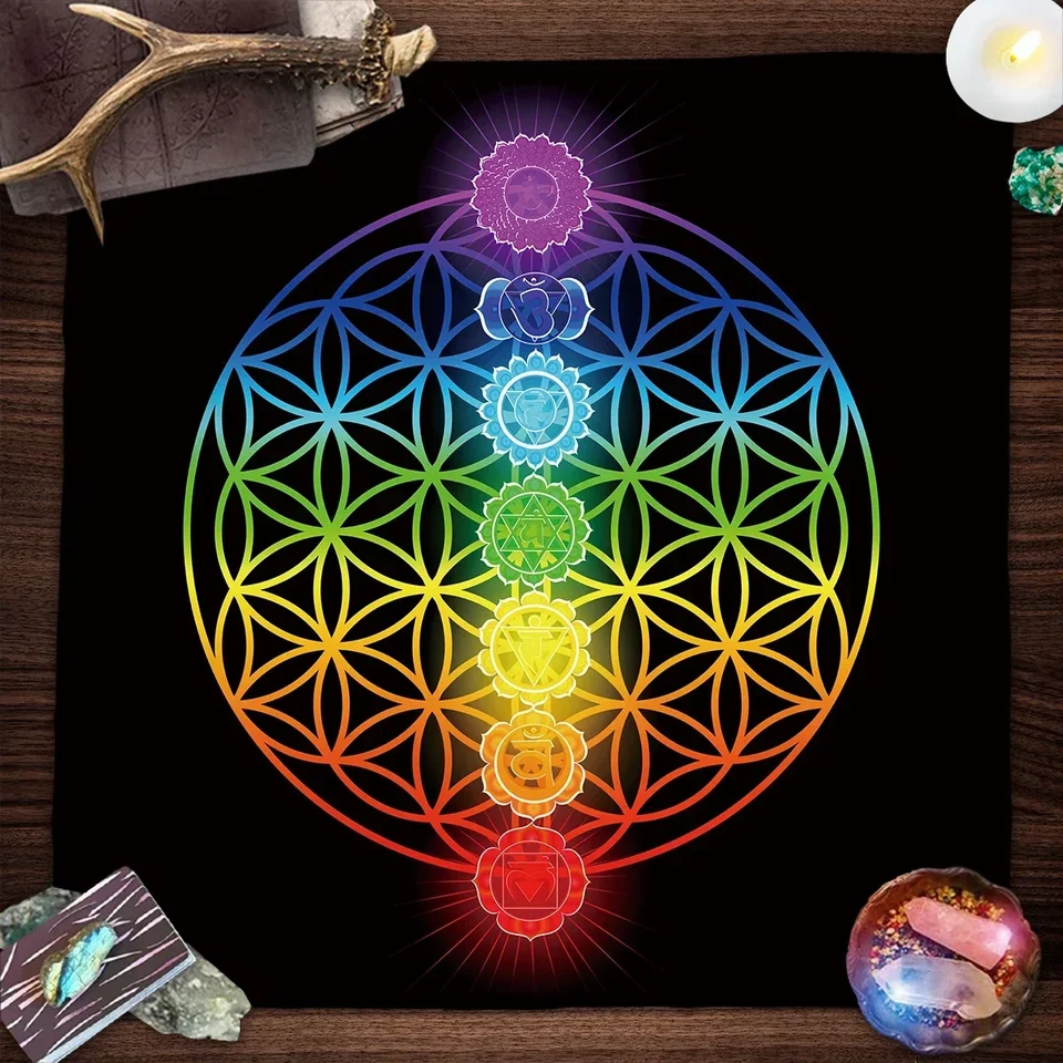 Mandala kvet života tarot obrusový obrus oltárny handričku Pagan Witchcraft Divinte