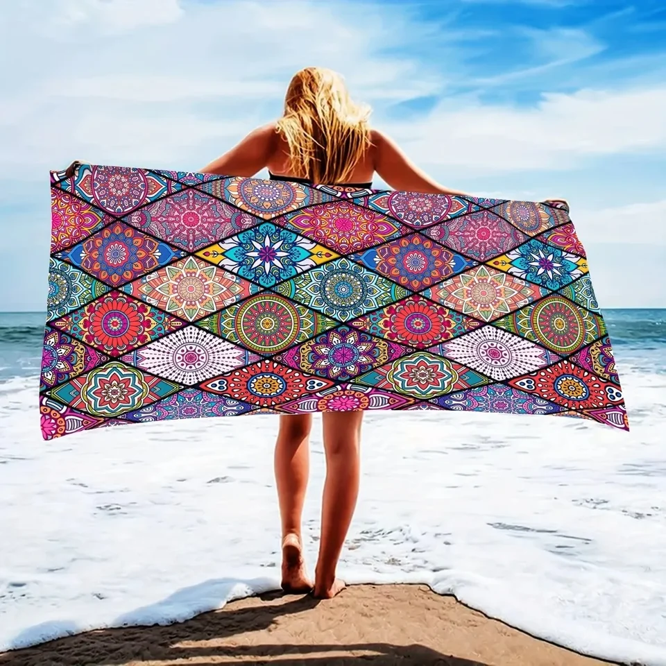 Mandala Vzor mikrovláknových uterák - mäkký, absorpčný, rýchle sušenie - ideálne na plávanie, kemping a kúpanie