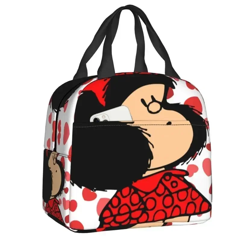 Mang Mafalda Izolovaný obedový box pre ženy karikatúra tepelný chladič obed s taškou Outdoor Camping Cestovné jedlo piknik kontajner tote
