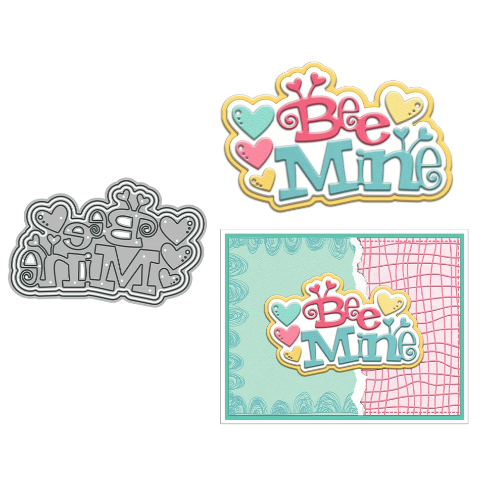 Mangocraft Bee Mine and Hearts Cutting Dies Valentine's DIY Scrapbooking Supplies Metal Dies Nôž forma pre karty