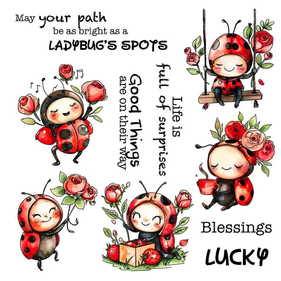 Mangocraft jarný deň karikatúra baby ladybugscutting zomierajte čistou pečiatkou DIY Scrapbooking Metal Dies Silikone Stamp pre karty albumy