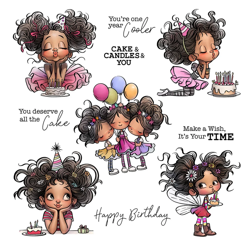 Mangocraft všetko najlepšie k narodeninám Cake Little Girls Clear Stamp DIY Scrapbooking Supplies Silikone Stamp pre karty na výrobu albumov remeslá