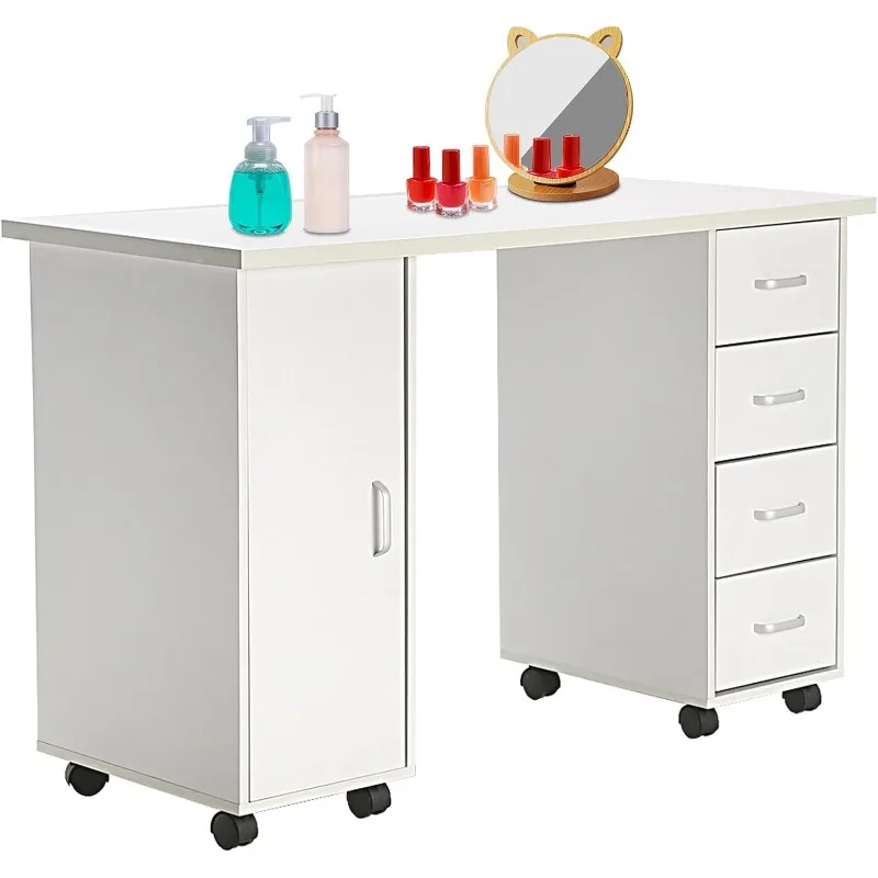 MANICURE na nechtových umeleckých stoloch počítača, Spa Beauty Betovi na nechty Technician Table stolové stanice Zariadenie s kolesami