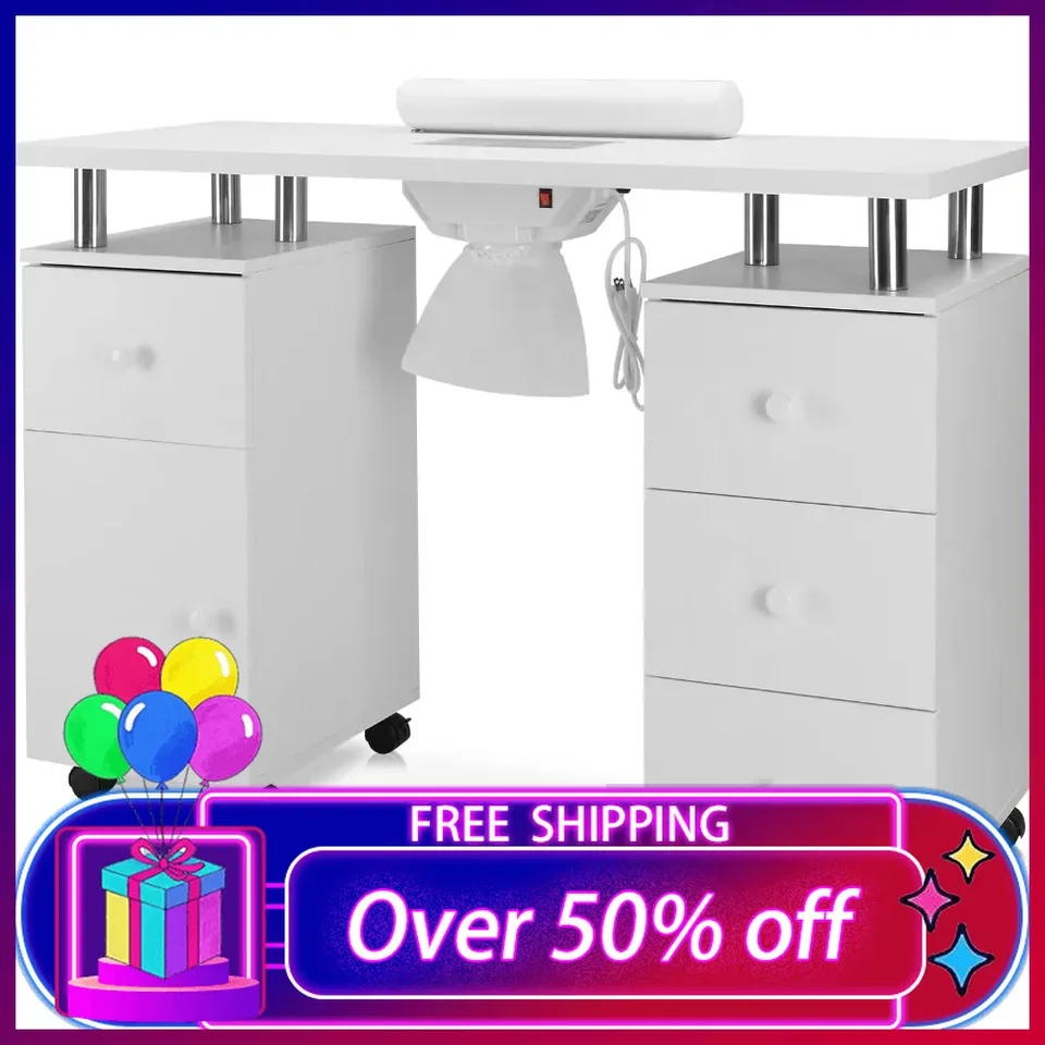 MANICURE TABLE KIT DASK pre nechtovú techniku, na nechtový stôl s elektrickým zberateľom prachu, úložný priestor pre kozmetické salón odolné