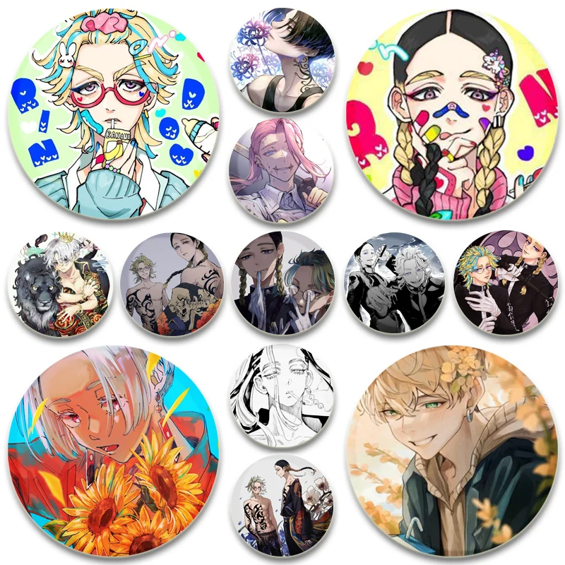 Manjiro Sano, Hanagaki Takemichi Brošes Takashi Mitsuya, Hanemiya Kazur, Matsuno Chifuyu Anime Badge Badge Revengers