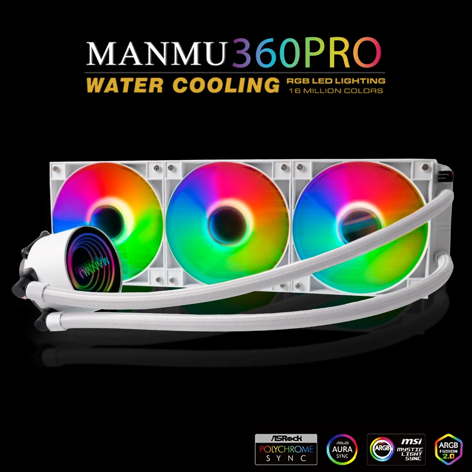 Manmu 360 mm 240 mm argb argb all-v-jednom chladiaci chladič, ventilátor chladenia vodou (s detektorom teploty) pre viac platformy Intel
