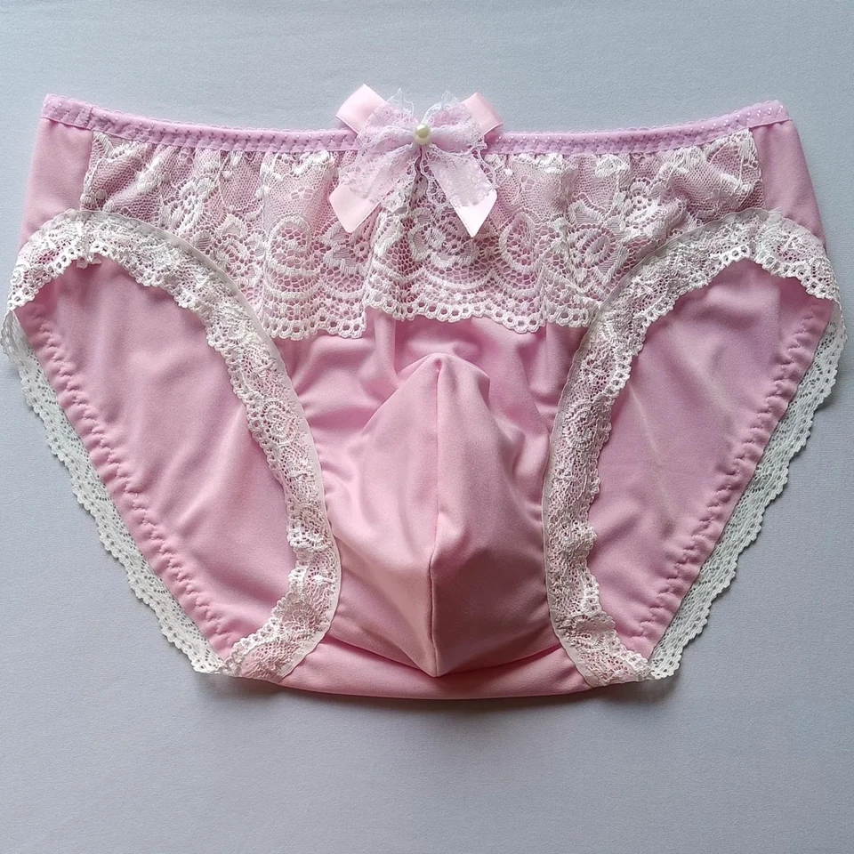 Man's Pink -Lace Lace Soft Silky Touch Briefs Live Show DJ Club Sexy kostýmy súkromná večierok Live Show Dance
