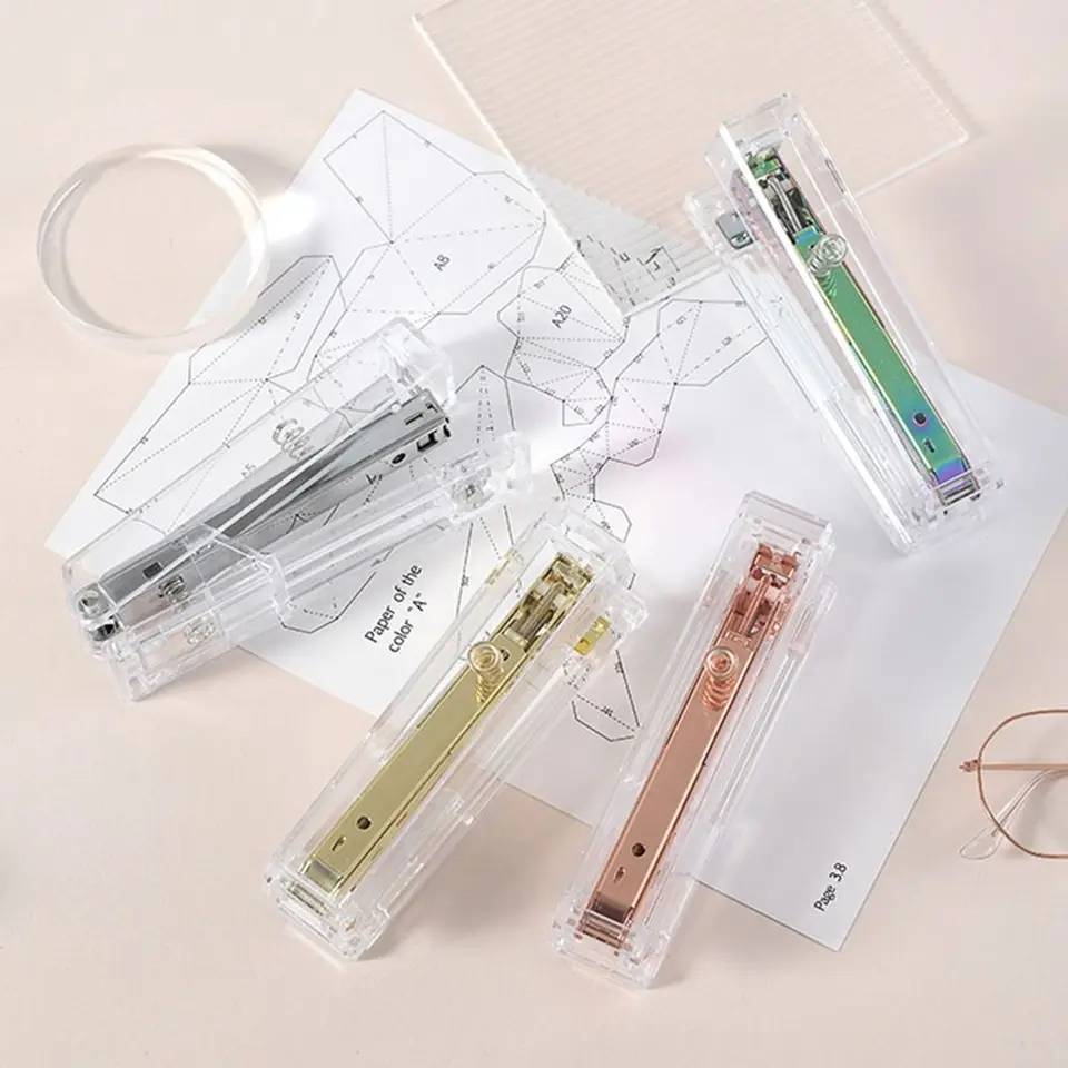 Manuál Transparent zošívačky BookBinding Tool Rose Gold Paper prenosné tvorivé knihy Viazané stroje