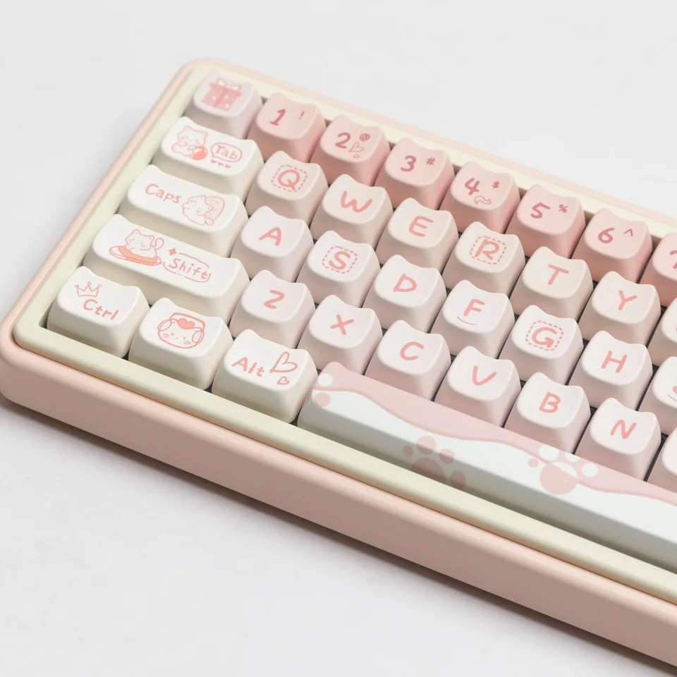 Mao profil PBT Keycaps Pink Cute Cat Dye Sub Subcap pre mechanickú klávesnicu Gaming GMK Keyboard Kit Teclado Mecânico