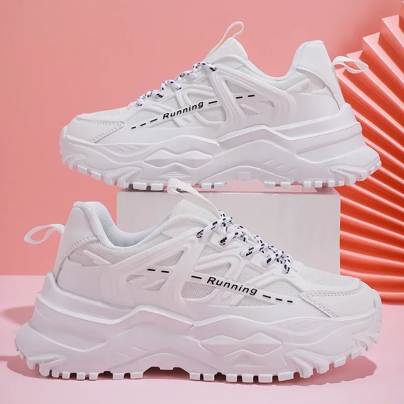 Maogu Platforma Príležitostné športové topánky Štyri sezóny Pohodlné tenisky Lace-up Daddy Shoe Fashion Tennis Mesh Priedušný pár 45