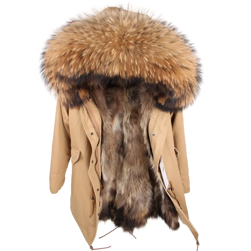 Maomokong Women Parkas Real Natural Fur Winter Parka Raccoon kožušina Fox Fox Vnútorná kožušina vložka Dámska bunda kožušina kožušina