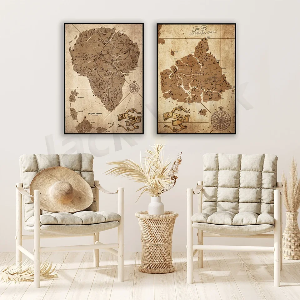 Mapa Jurassic Park - Isla Sorna Plagát -isla nublar plagát - The Lost World - Vintage Art Digital Print