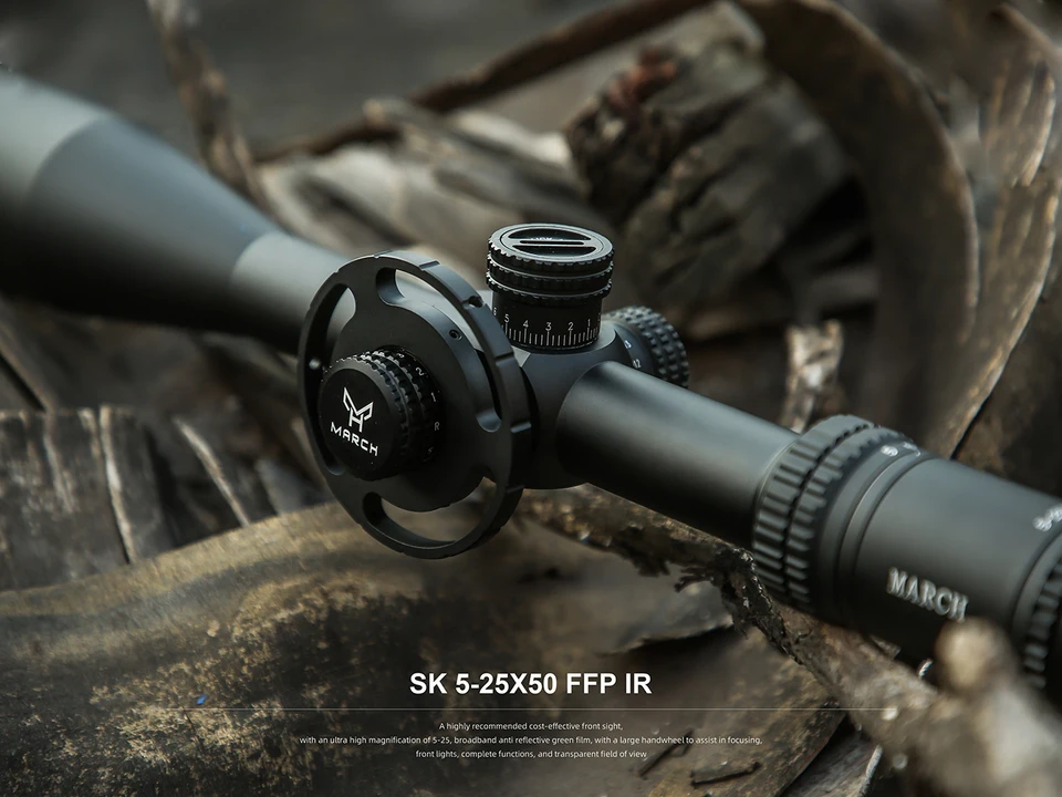 March SK5-25X50 IR FFP TAKTICKÝ PUBLESCOPE Lovecká puška Rozsah AirGun PCP Optické airsoftové zrak leptané sklo