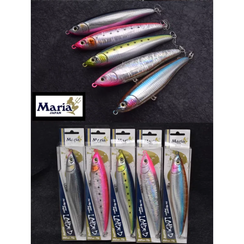 Maria plávajúca ceruzka návnada naložená 180 mm 75g morského rybolovu tuniaka žltá bonito návnada