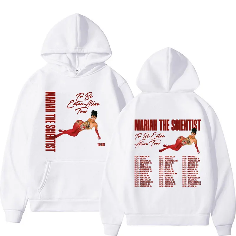 Mariah vedecka mikina- jesť nažive turné 2024 koncertné kapucňu Men Dámske hip hop punkové punkové nadmerné mikina Streetwear